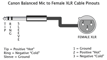 XLR microphone to Balanced input pinouts