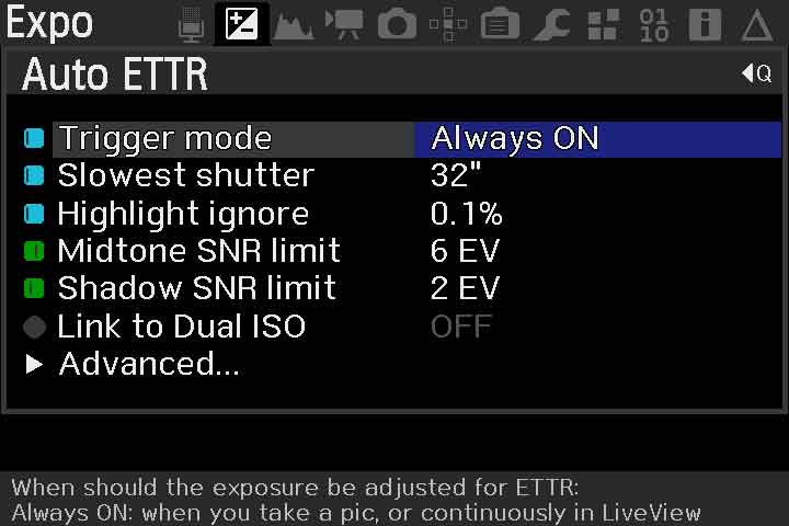ETTR Info Screen